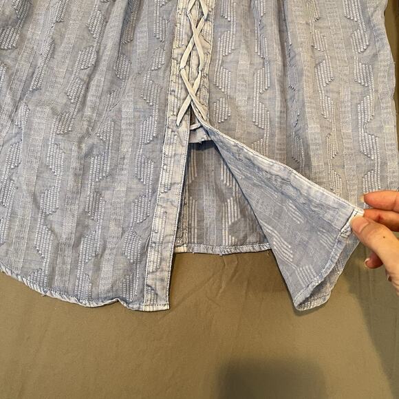 Anthropologie Pilcro Theresa Lace-Up Back Button Shirt Top Blue Size Small - Picture 6 of 9
